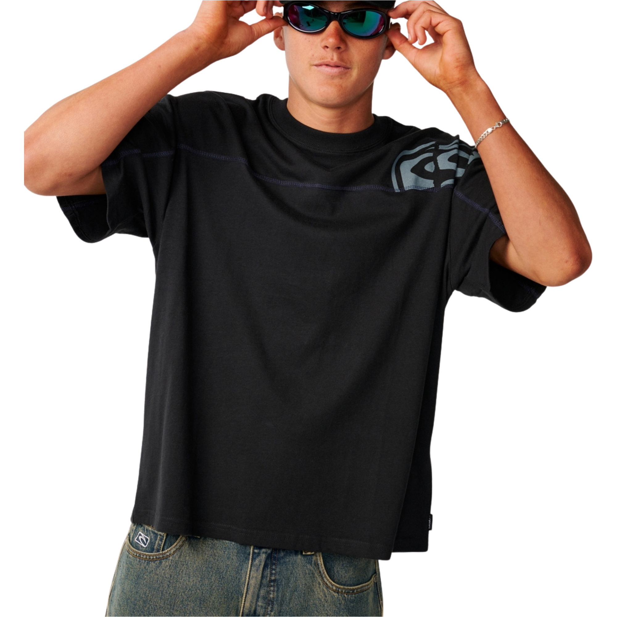 2026 Rip Curl Mens Archive Thrashed Panel T-Shirt 12OMTE - Black